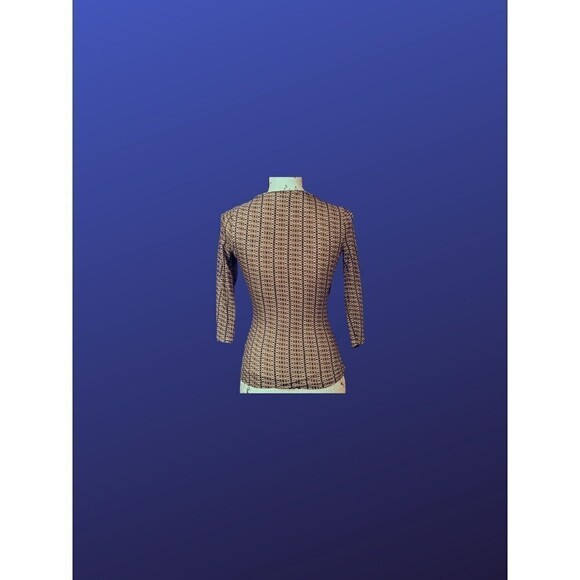 KENNETH COLE REACTION Surplice Wrap Top, BROWN MULTICOLOR, Women’s Size XS, EUC - Picture 2 of 8